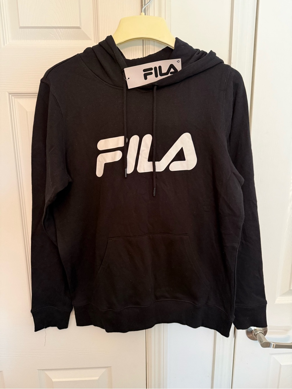 Fila Black Hoodie with White Logo Patch